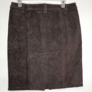 Buffed Pig Skin Polyester Lined Brown Mini Work Casual Skirt, size 8